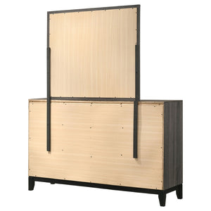 English Elm Cabrillo Six Drawer Dresser with Wall Mirror Grey Oak Finish for Modern Bedrooms B062S02414