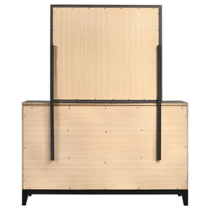English Elm Cabrillo Six Drawer Dresser with Wall Mirror Grey Oak Finish for Modern Bedrooms B062S02414