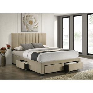 English Elm Orisa Queen Platform Bed with Four Storage Drawers and Channeled Upholstered Headboard B062S02416