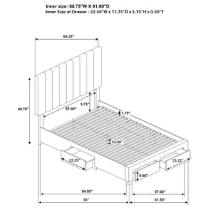 English Elm Orisa Queen Platform Bed with Four Storage Drawers and Channeled Upholstered Headboard B062S02416