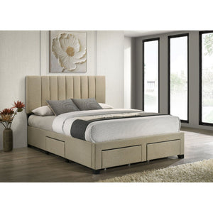 English Elm Orisa Queen Platform Bed with Four Storage Drawers and Channeled Upholstered Headboard B062S02416