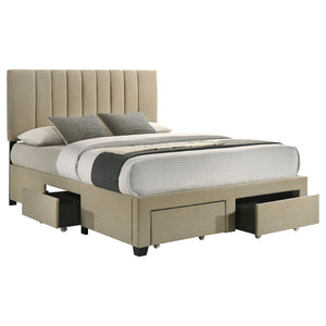 English Elm Orisa Queen Platform Bed with Four Storage Drawers and Channeled Upholstered Headboard B062S02416