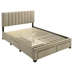 English Elm Orisa Queen Platform Bed with Four Storage Drawers and Channeled Upholstered Headboard B062S02416