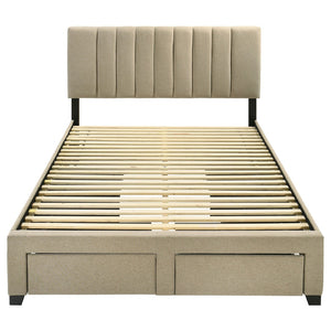 English Elm Orisa Queen Platform Bed with Four Storage Drawers and Channeled Upholstered Headboard B062S02416