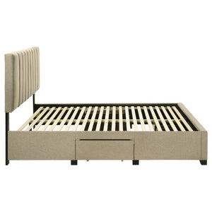 English Elm Orisa Queen Platform Bed with Four Storage Drawers and Channeled Upholstered Headboard B062S02416