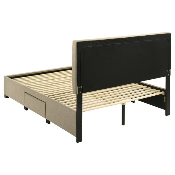 English Elm Orisa Queen Platform Bed with Four Storage Drawers and Channeled Upholstered Headboard B062S02416