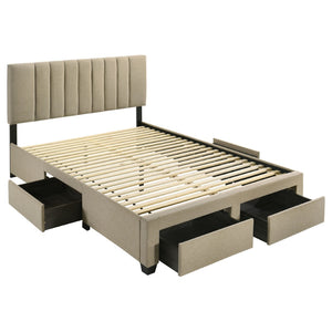 English Elm Orisa Queen Platform Bed with Four Storage Drawers and Channeled Upholstered Headboard B062S02416