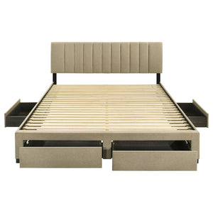 English Elm Orisa Upholstered Eastern King Storage Bed with Channel Tufted Headboard and Four Drawers B062S02417