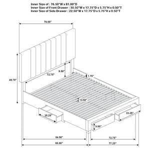 English Elm Orisa Upholstered Eastern King Storage Bed with Channel Tufted Headboard and Four Drawers B062S02417