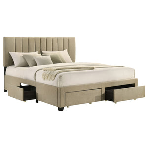 English Elm Orisa Upholstered Eastern King Storage Bed with Channel Tufted Headboard and Four Drawers B062S02417