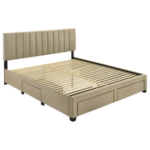 English Elm Orisa Upholstered Eastern King Storage Bed with Channel Tufted Headboard and Four Drawers B062S02417