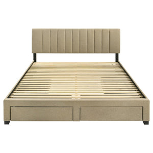 English Elm Orisa Upholstered Eastern King Storage Bed with Channel Tufted Headboard and Four Drawers B062S02417