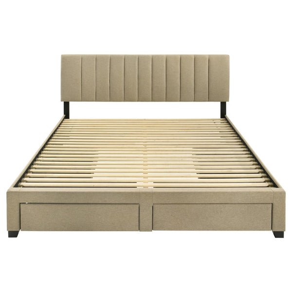 English Elm Orisa Upholstered Eastern King Storage Bed with Channel Tufted Headboard and Four Drawers B062S02417
