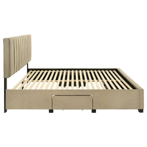 English Elm Orisa Upholstered Eastern King Storage Bed with Channel Tufted Headboard and Four Drawers B062S02417