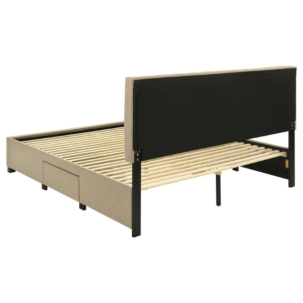 English Elm Orisa Upholstered Eastern King Storage Bed with Channel Tufted Headboard and Four Drawers B062S02417