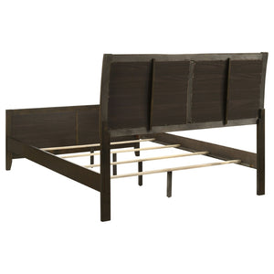 English Elm Clement Queen Upholstered Panel Bed with Full Length Channel Tufting in Dark Cocoa B062S02418