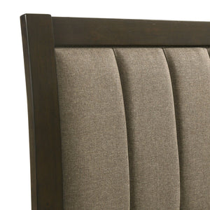 English Elm Clement Channel Tufted Twin Bed Upholstered Frame with Warm Brown Fabric Cocoa Finish B062S02419