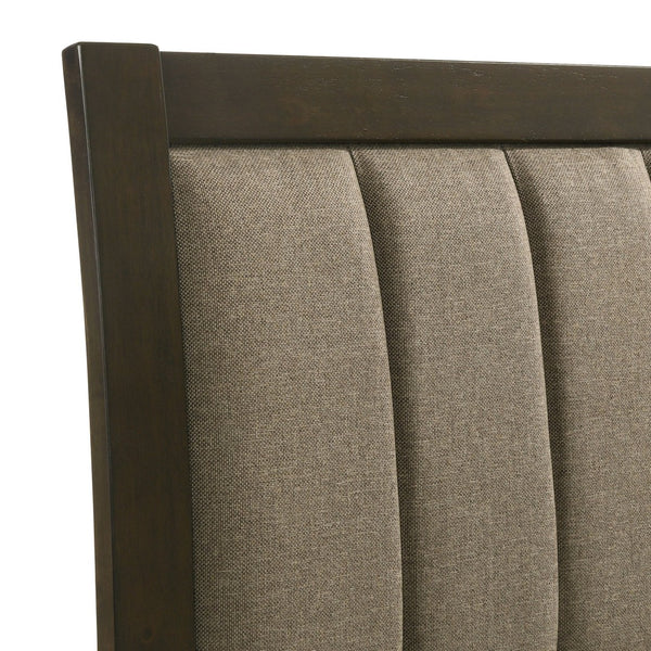 English Elm Clement Channel Tufted Twin Bed Upholstered Frame with Warm Brown Fabric Cocoa Finish B062S02419