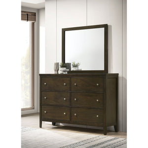 English Elm Clement Six Drawer Dresser with Mounting Mirror Brushed Nickel Hardware Bedroom Suite B062S02420