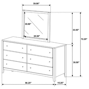 English Elm Clement Six Drawer Dresser with Mounting Mirror Brushed Nickel Hardware Bedroom Suite B062S02420