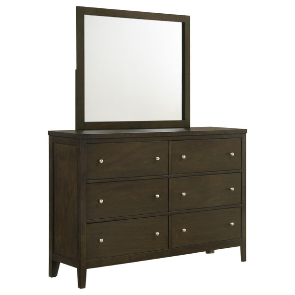 English Elm Clement Six Drawer Dresser with Mounting Mirror Brushed Nickel Hardware Bedroom Suite B062S02420