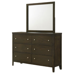 English Elm Clement Six Drawer Dresser with Mounting Mirror Brushed Nickel Hardware Bedroom Suite B062S02420