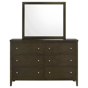 English Elm Clement Six Drawer Dresser with Mounting Mirror Brushed Nickel Hardware Bedroom Suite B062S02420