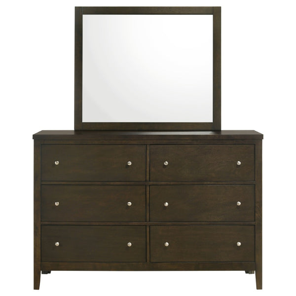English Elm Clement Six Drawer Dresser with Mounting Mirror Brushed Nickel Hardware Bedroom Suite B062S02420