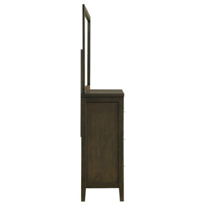 English Elm Clement Six Drawer Dresser with Mounting Mirror Brushed Nickel Hardware Bedroom Suite B062S02420