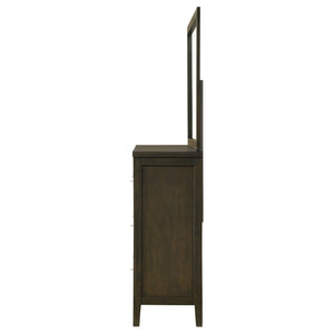 English Elm Clement Six Drawer Dresser with Mounting Mirror Brushed Nickel Hardware Bedroom Suite B062S02420