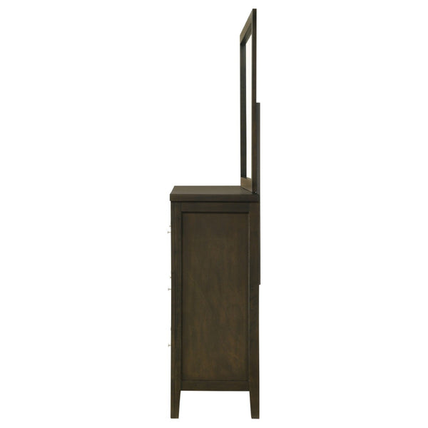 English Elm Clement Six Drawer Dresser with Mounting Mirror Brushed Nickel Hardware Bedroom Suite B062S02420
