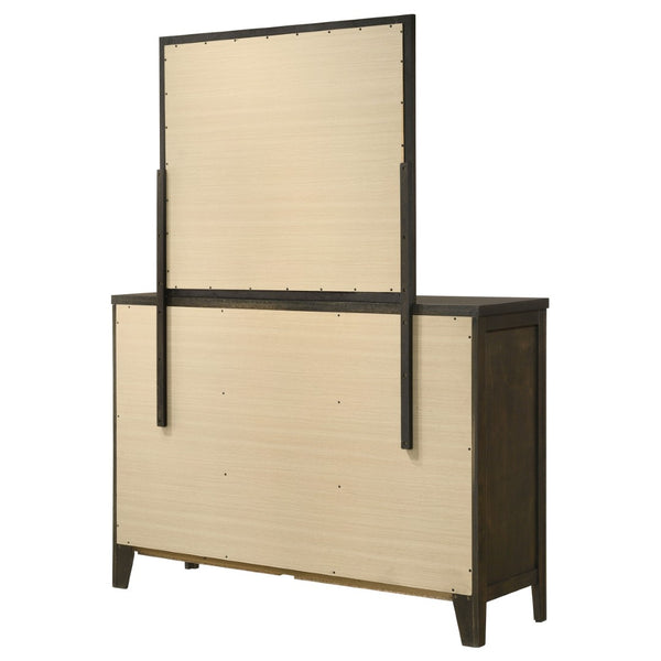 English Elm Clement Six Drawer Dresser with Mounting Mirror Brushed Nickel Hardware Bedroom Suite B062S02420
