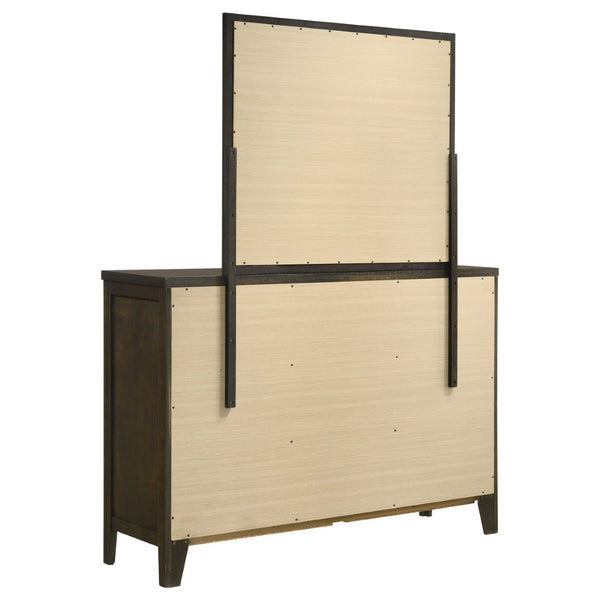 English Elm Clement Six Drawer Dresser with Mounting Mirror Brushed Nickel Hardware Bedroom Suite B062S02420