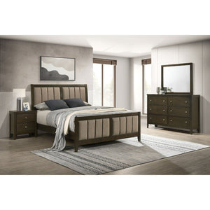 English Elm Clement Queen Bedroom Set with Tufted Upholstered Bed Dresser Mirror and Nightstand B062S02421