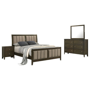 English Elm Clement Queen Bedroom Set with Tufted Upholstered Bed Dresser Mirror and Nightstand B062S02421