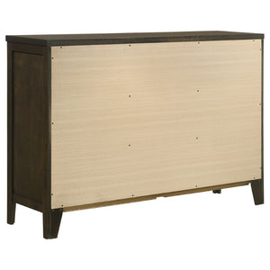 English Elm Clement Queen Bedroom Set with Tufted Upholstered Bed Dresser Mirror and Nightstand B062S02421