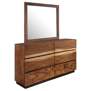 English Elm Beverly Six Drawer Dresser with Walnut Mirror Dovetail Joinery Organic Modern Bedroom B062S02422