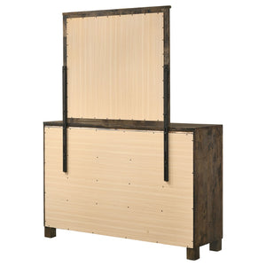 English Elm Bren Eight Drawer Dresser with Beveled Mirror Rustic Wood Grain Bedroom Storage B062S02423
