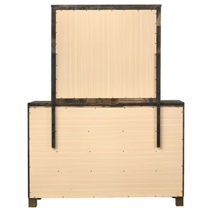 English Elm Bren Eight Drawer Dresser with Beveled Mirror Rustic Wood Grain Bedroom Storage B062S02423