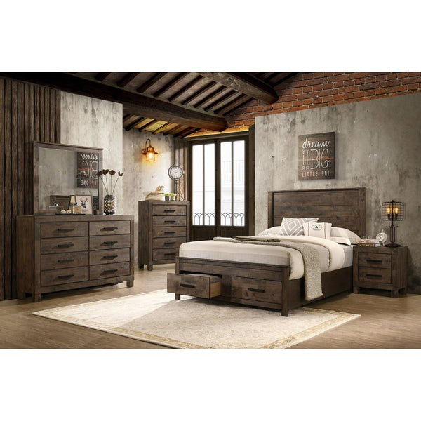 English Elm Bren Wire-Brushed Queen Bedroom Set with Rustic Warmth and Coordinated Storage B062S02424