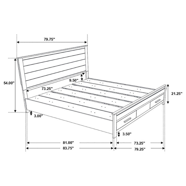 English Elm Bren Wire-Brushed Golden Brown Eastern King Bedroom Set with Rustic Wood Finish B062S02425