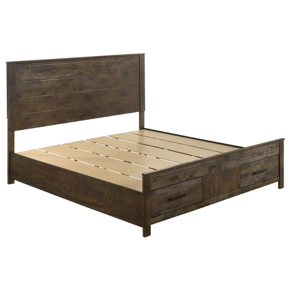 English Elm Bren Wire-Brushed Golden Brown Eastern King Bedroom Set with Rustic Wood Finish B062S02425