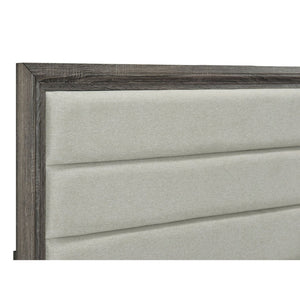 English Elm Funston Eastern King Panel Bed Tan Upholstered Headboard Brown Oak Finish B062S02426