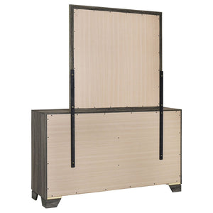 English Elm Funston Six Drawer Dresser with Mirror Brown Oak Finish Architectural Bedroom Storage B062S02427
