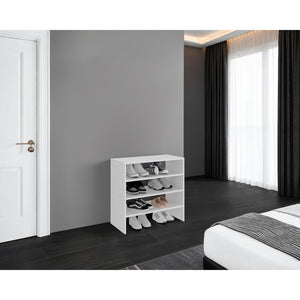 English Elm Berlin White Three Tier Open Shoe Rack for Entryway Closet and Hallway Storage B062S02432