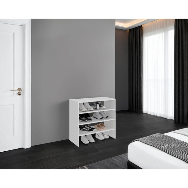 English Elm Berlin White Three Tier Open Shoe Rack for Entryway Closet and Hallway Storage B062S02432