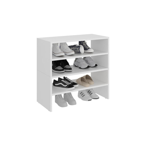 English Elm Berlin White Three Tier Open Shoe Rack for Entryway Closet and Hallway Storage B062S02432