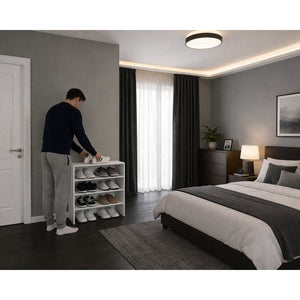 English Elm Berlin White Three Tier Open Shoe Rack for Entryway Closet and Hallway Storage B062S02432