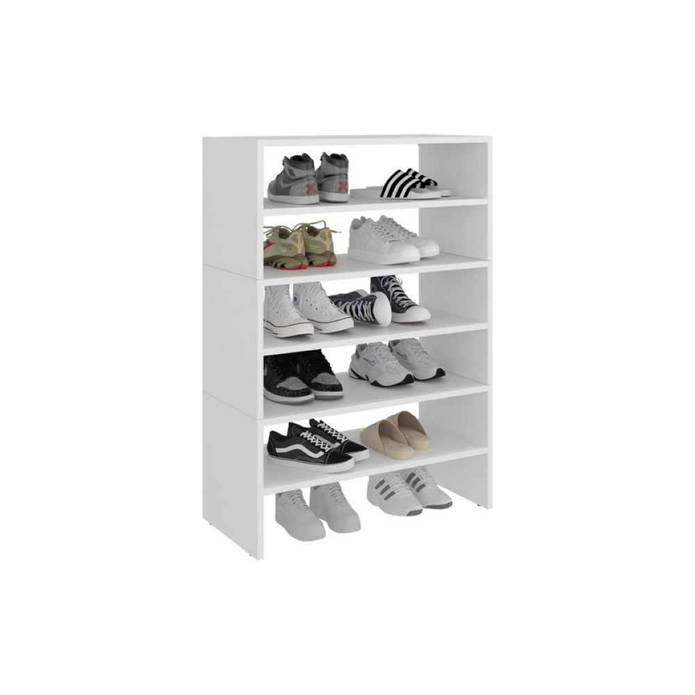English Elm Berlin Five Tier White Shoe Rack Slim Entryway Closet Organizer for Small Spaces B062S02433