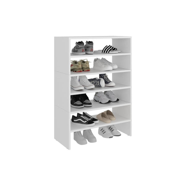 English Elm Berlin Five Tier White Shoe Rack Slim Entryway Closet Organizer for Small Spaces B062S02433